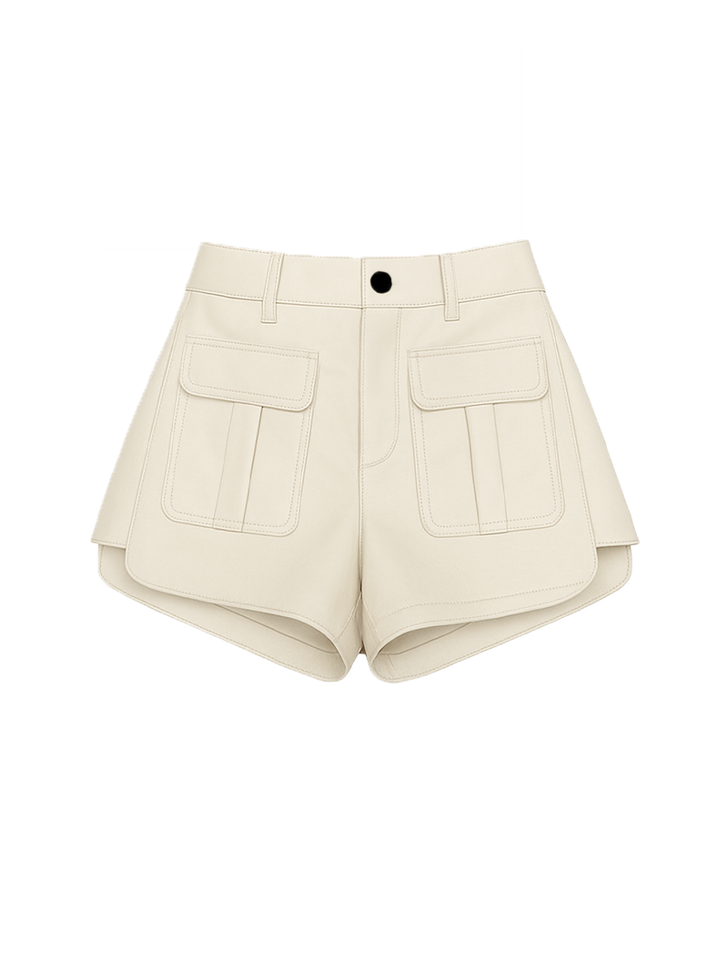 Eleni Leather Shorts White