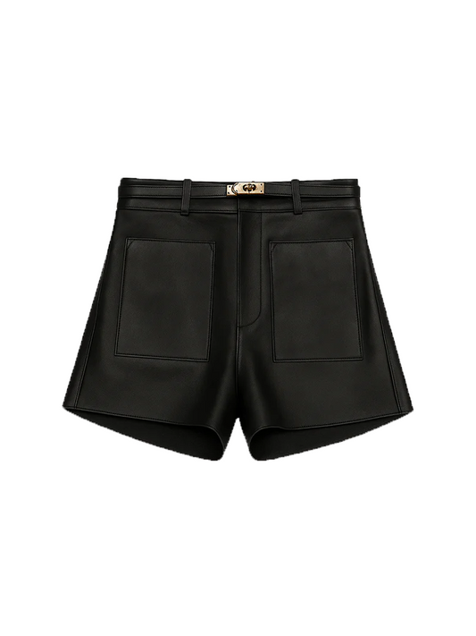 Farah Leather Shorts Black
