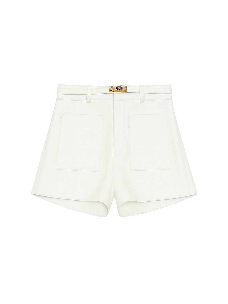 Farah Leather Shorts White