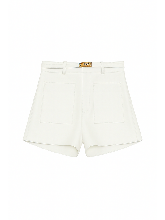 Farah Leather Shorts White