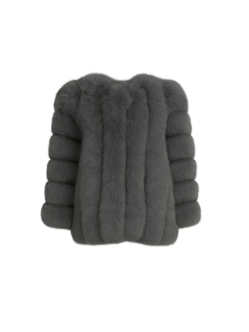 Alma Fur Coat Dark Grey
