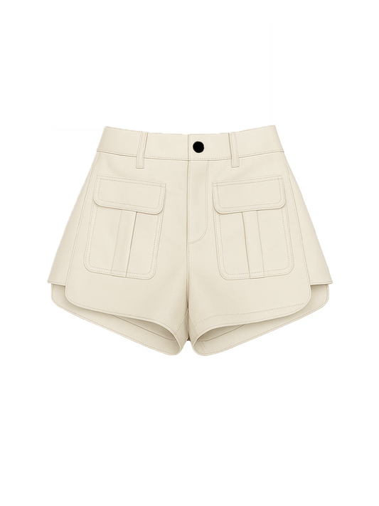 Eleni Leather Shorts White